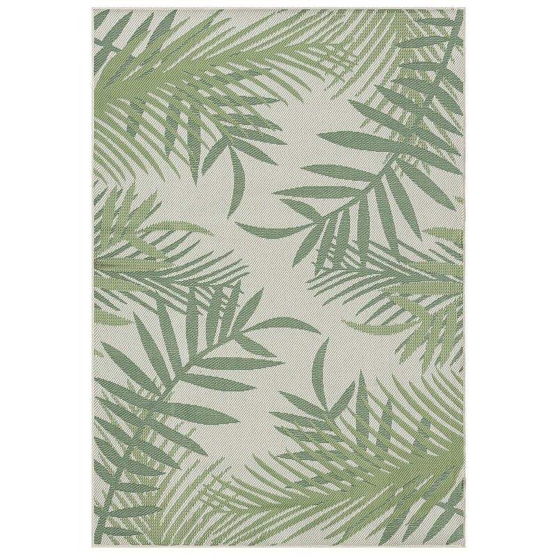 Teppich Flachgewebe für Terrasse Balkon Küche In- und Outdoor Palmenmotiv Grün Schwarz-zoom-