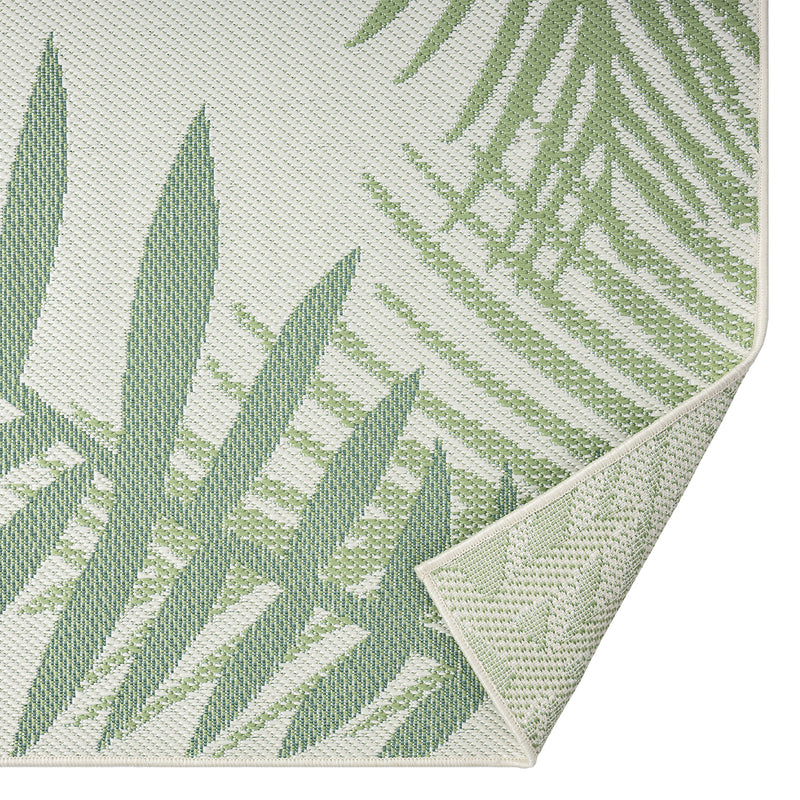 Teppich Flachgewebe für Terrasse Balkon Küche In- und Outdoor Palmenmotiv Grün Schwarz-zoom-