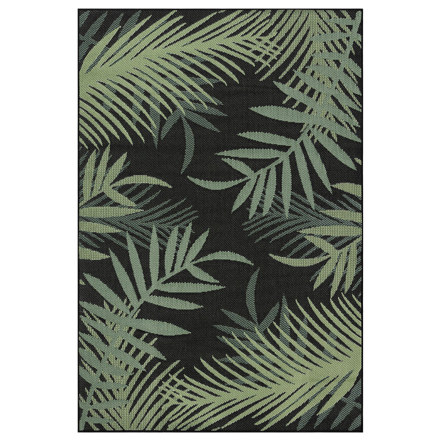 Teppich Flachgewebe für Terrasse Balkon Küche In- und Outdoor Palmenmotiv Grün Schwarz-zoom-10