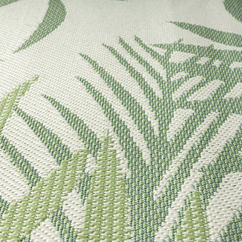 Teppich Flachgewebe für Terrasse Balkon Küche In- und Outdoor Palmenmotiv Grün Schwarz-zoom-