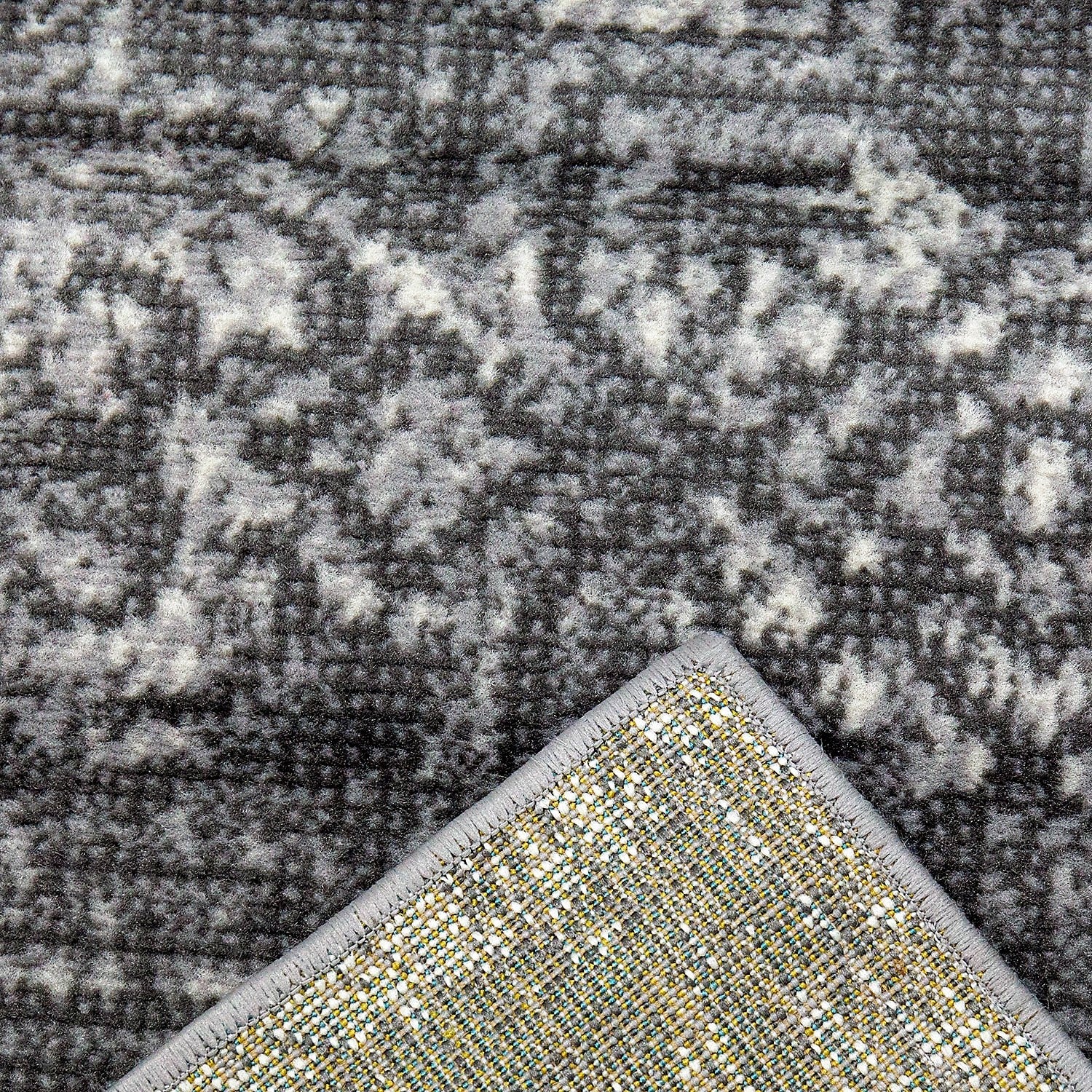 Teppich Grau Creme Abstrakt Vintage Look Wohnzimmer Kurzflor Designer Teppich-2