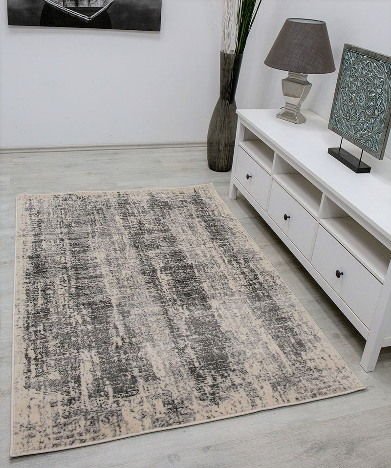 Teppich Beige Grau Creme Abstrakt Vintage Look Wohnzimmer Kurzflor Designer Teppich-zoom-