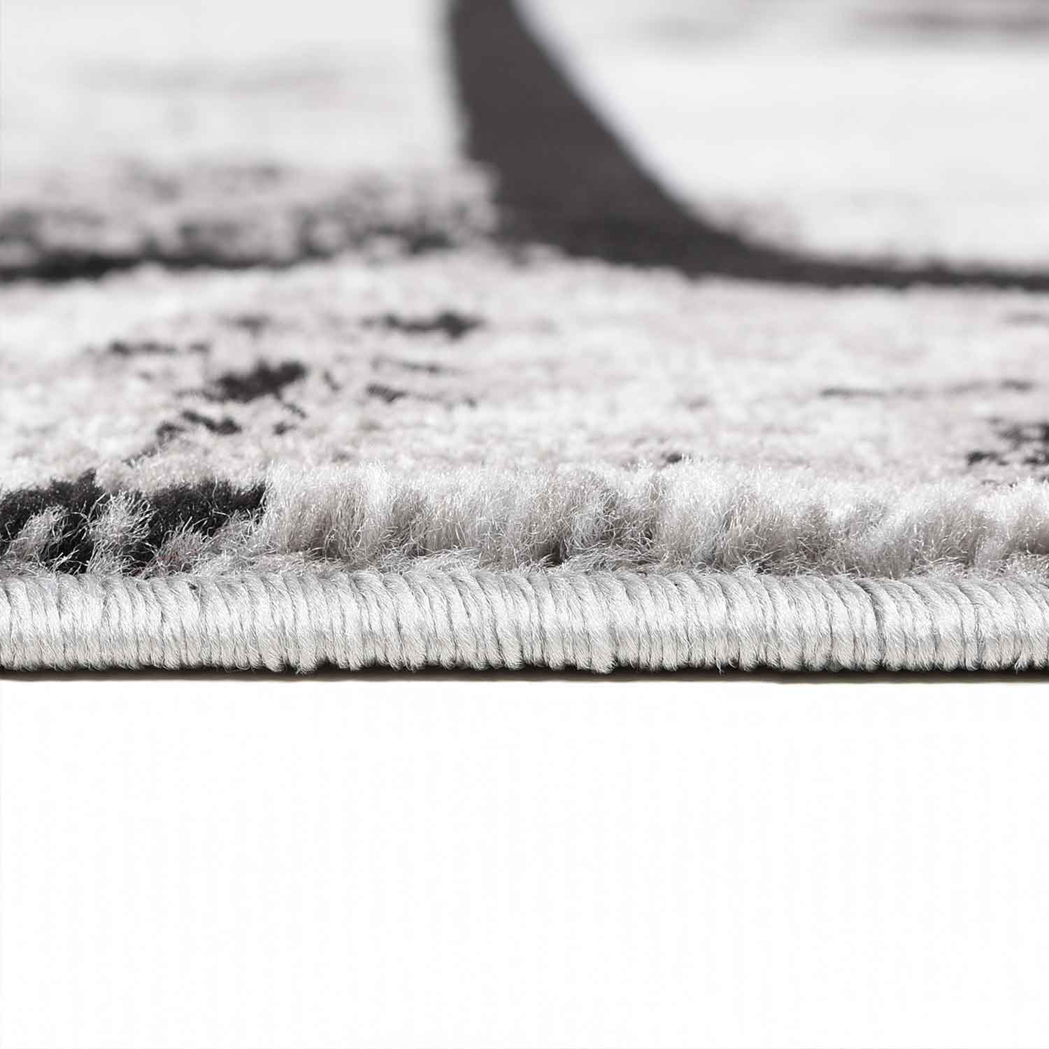 Teppich Grau Wohnzimmer Vintage Kurzflor Geometrisch Muster Abstrakt Meliert-zoom-4