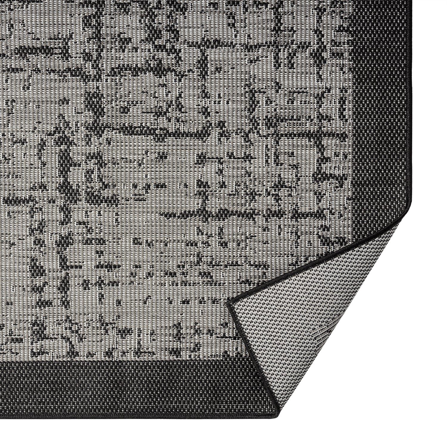 Teppich In- und Outdoor Flachgewebe Terrasse Balkon Wintergarten Robust Abstrakt Grau Anthrazit Braun-zoom-3