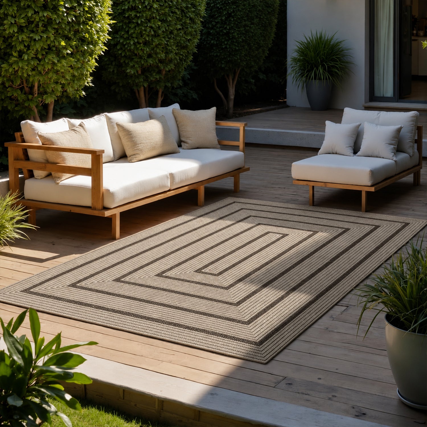 Teppich In- & Outdoor Wetterfest – Balkon Terrasse Garten, Wohnzimmer & Küche -Waschbar-10