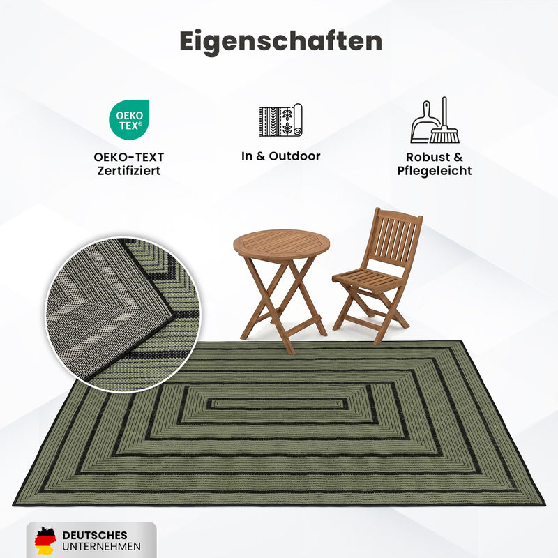 Teppich In- & Outdoor Wetterfest – Balkon Terrasse Garten, Wohnzimmer & Küche -Waschbar-zoom-