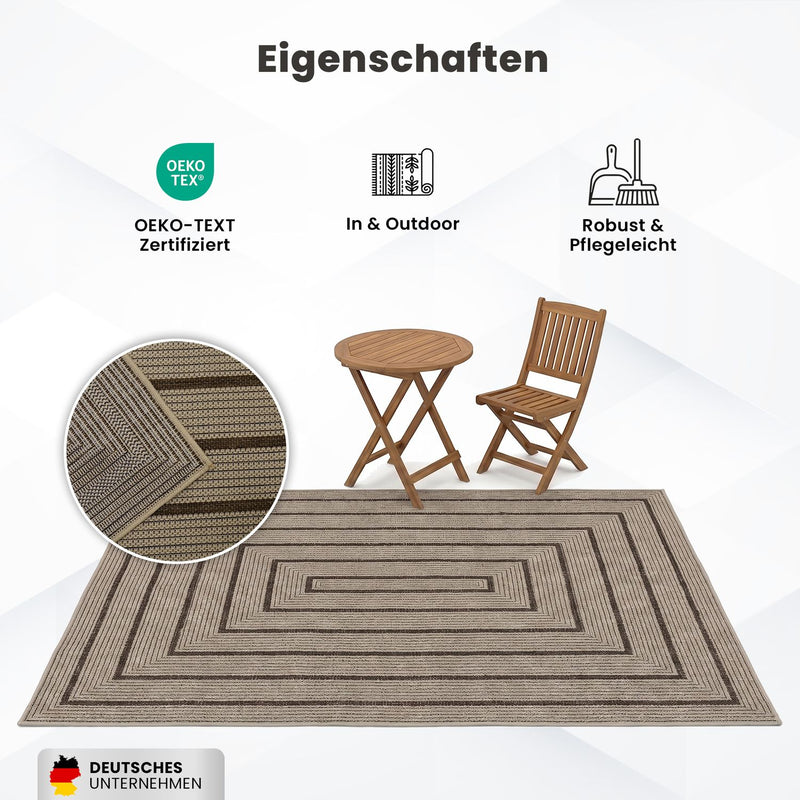 Teppich In- & Outdoor Wetterfest – Balkon Terrasse Garten, Wohnzimmer & Küche -Waschbar-zoom-
