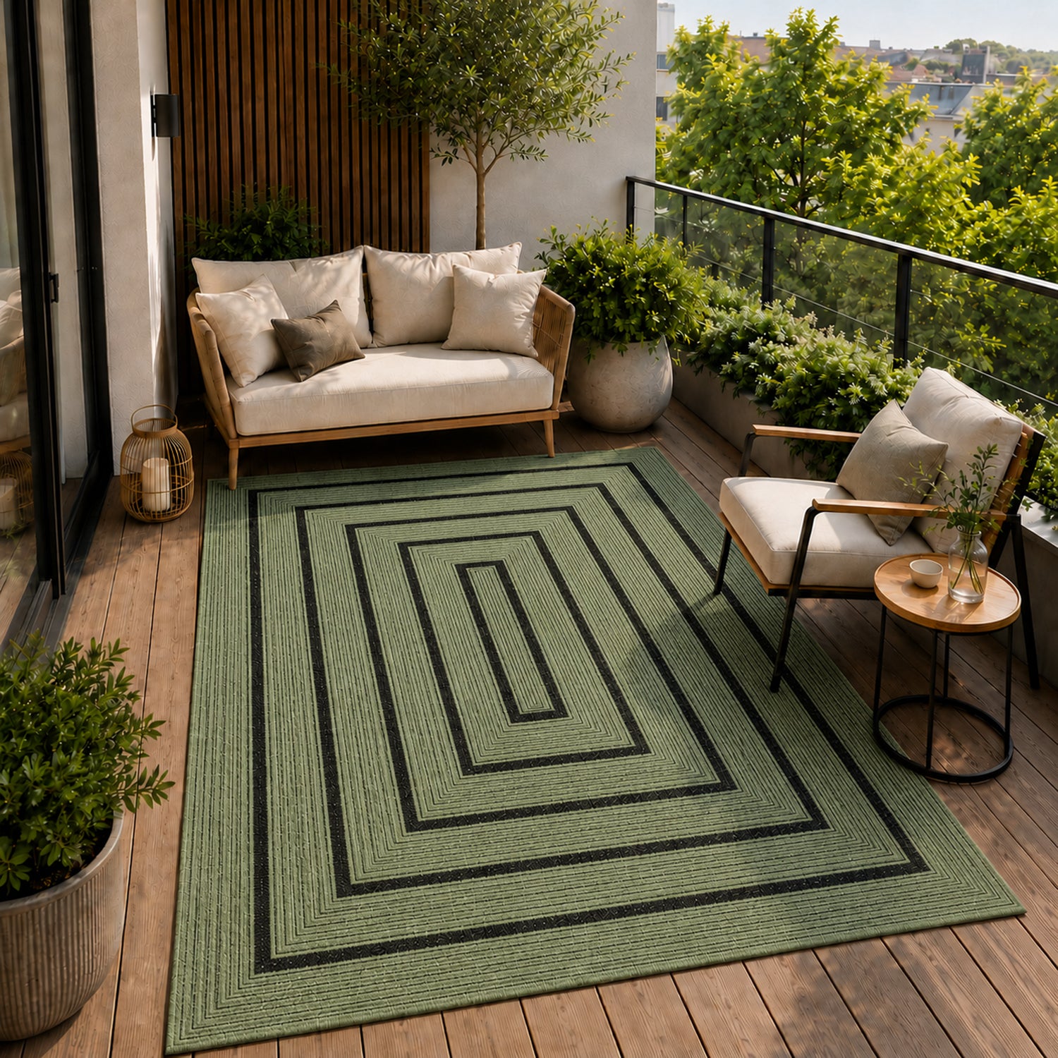 Teppich In- & Outdoor Wetterfest – Balkon Terrasse Garten, Wohnzimmer & Küche -Waschbar-zoom-1