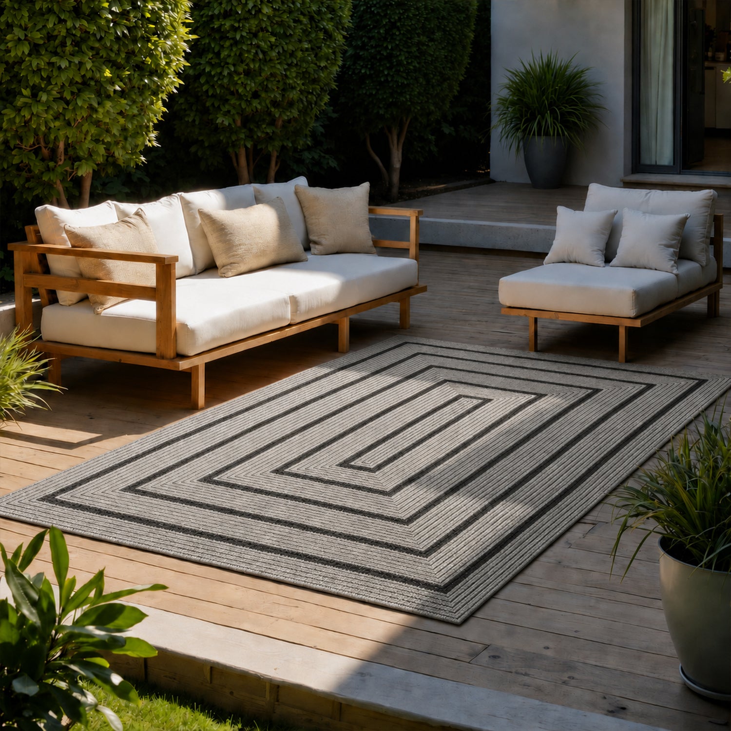 Teppich In- & Outdoor Wetterfest – Balkon Terrasse Garten, Wohnzimmer & Küche -Waschbar-16