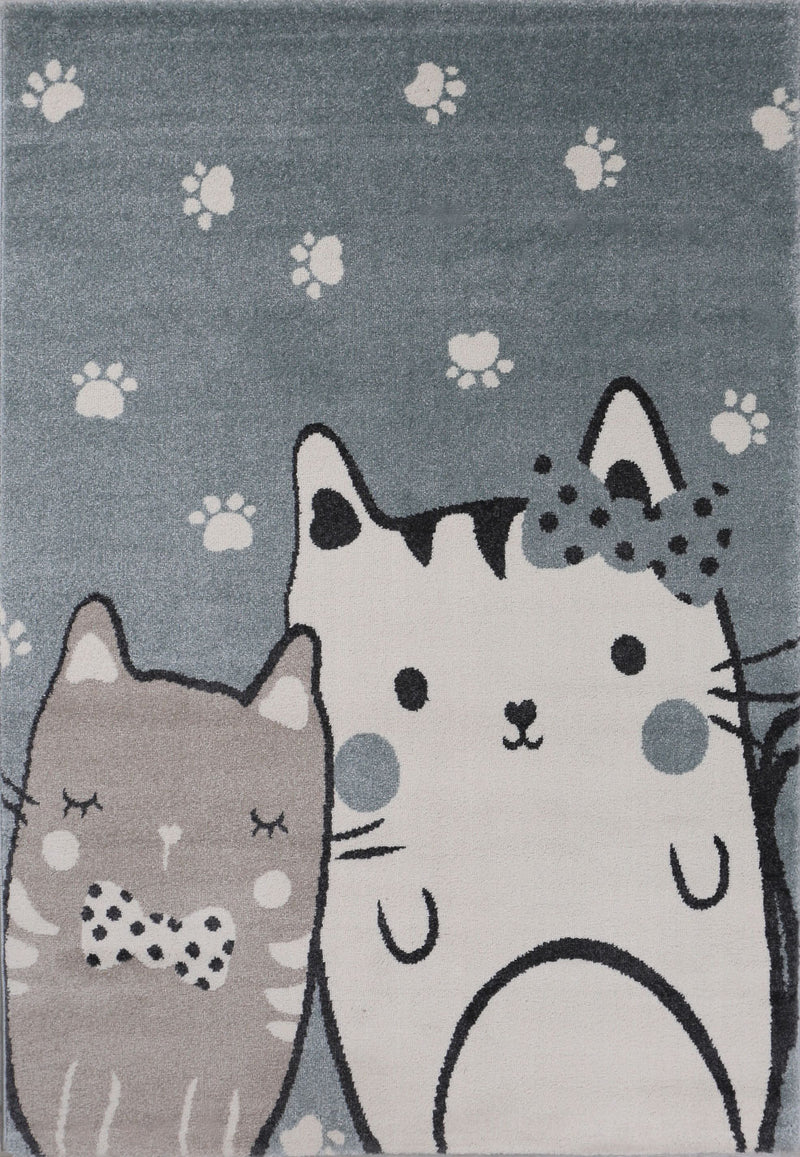 Kids' rug baby rug cat paws cream mint-blue gray-zoom-