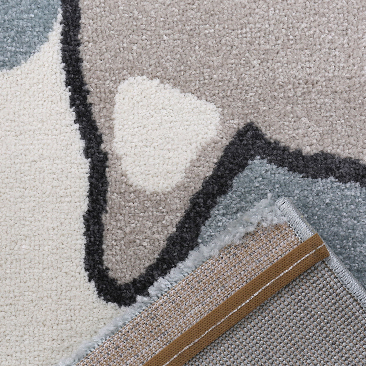 Kids' rug baby rug cat paws cream mint-blue gray-2