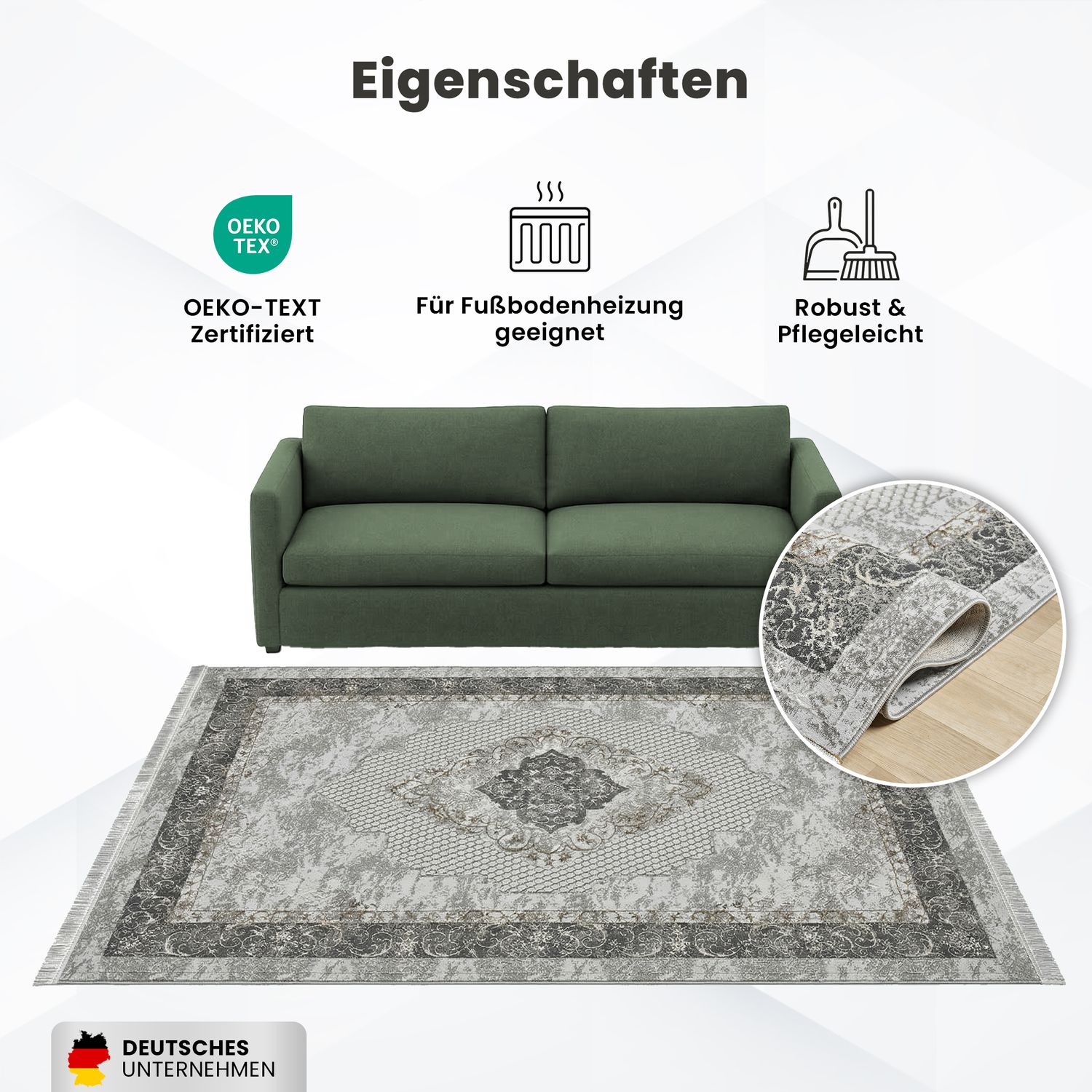 Teppich Klassisch Modern mit Ornament-Muster Orient Läufer Für Fußbodenheizung geeignet-11