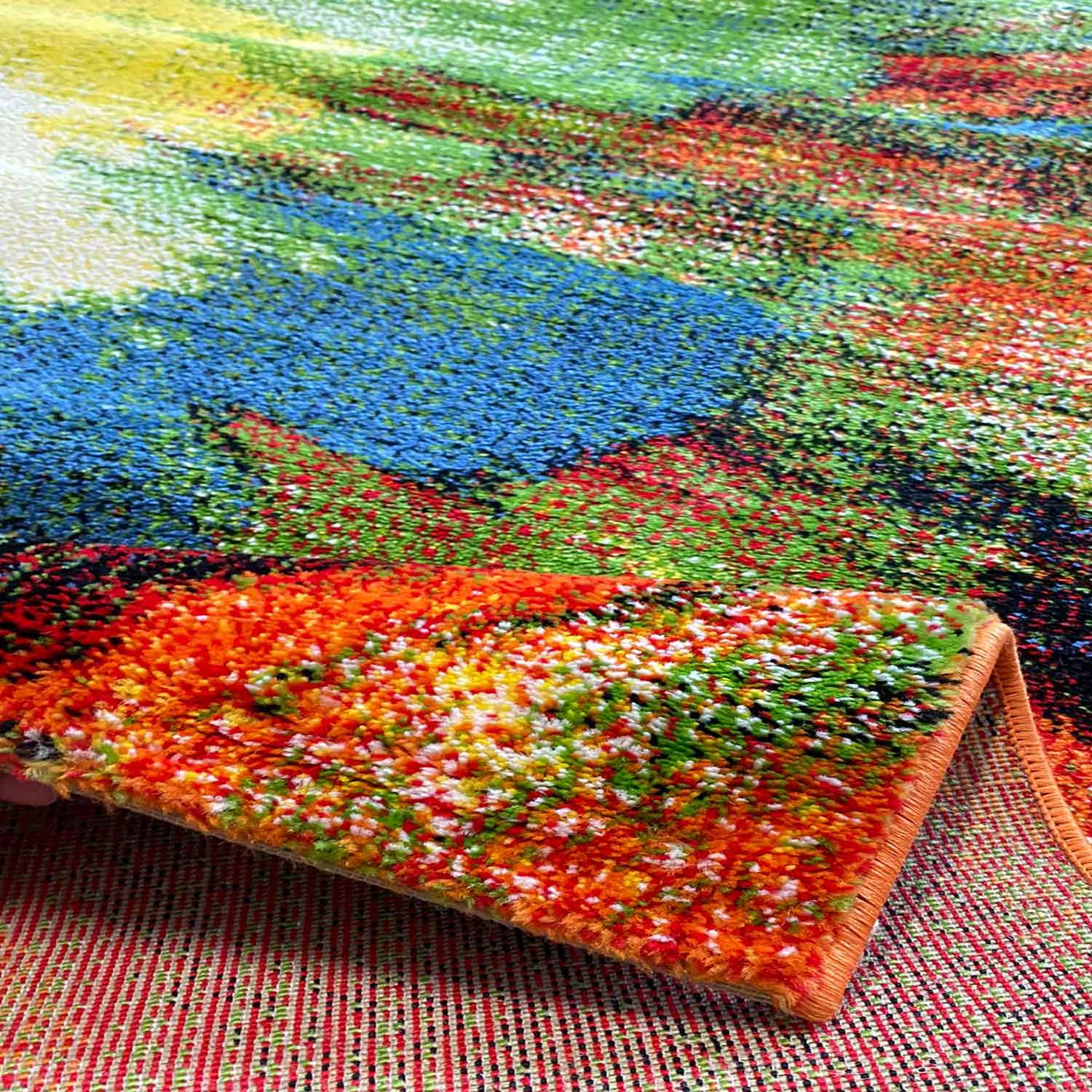 Short-pile rug, colorful, patchwork, waves, dots, modern design, for living room-zoom-11