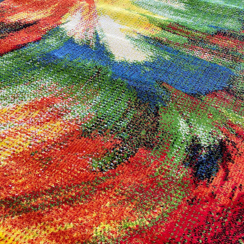 Short-pile rug, colorful, patchwork, waves, dots, modern design, for living room-zoom-