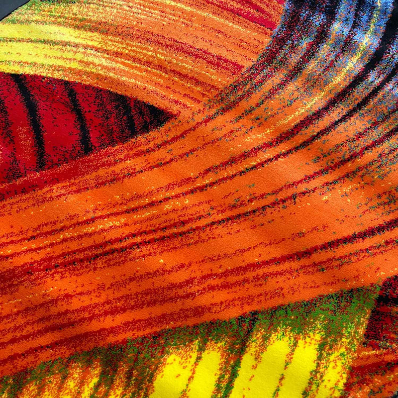 Short-pile rug, colorful, patchwork, waves, dots, modern design, for living room-zoom-
