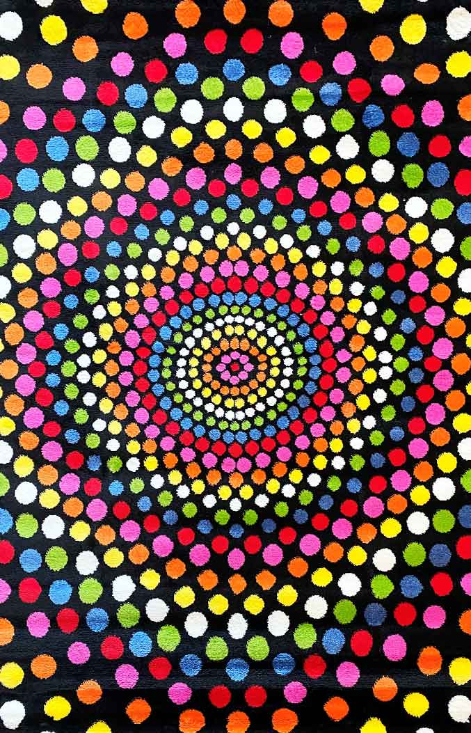 Short-pile rug, colorful, patchwork, waves, dots, modern design, for living room-16