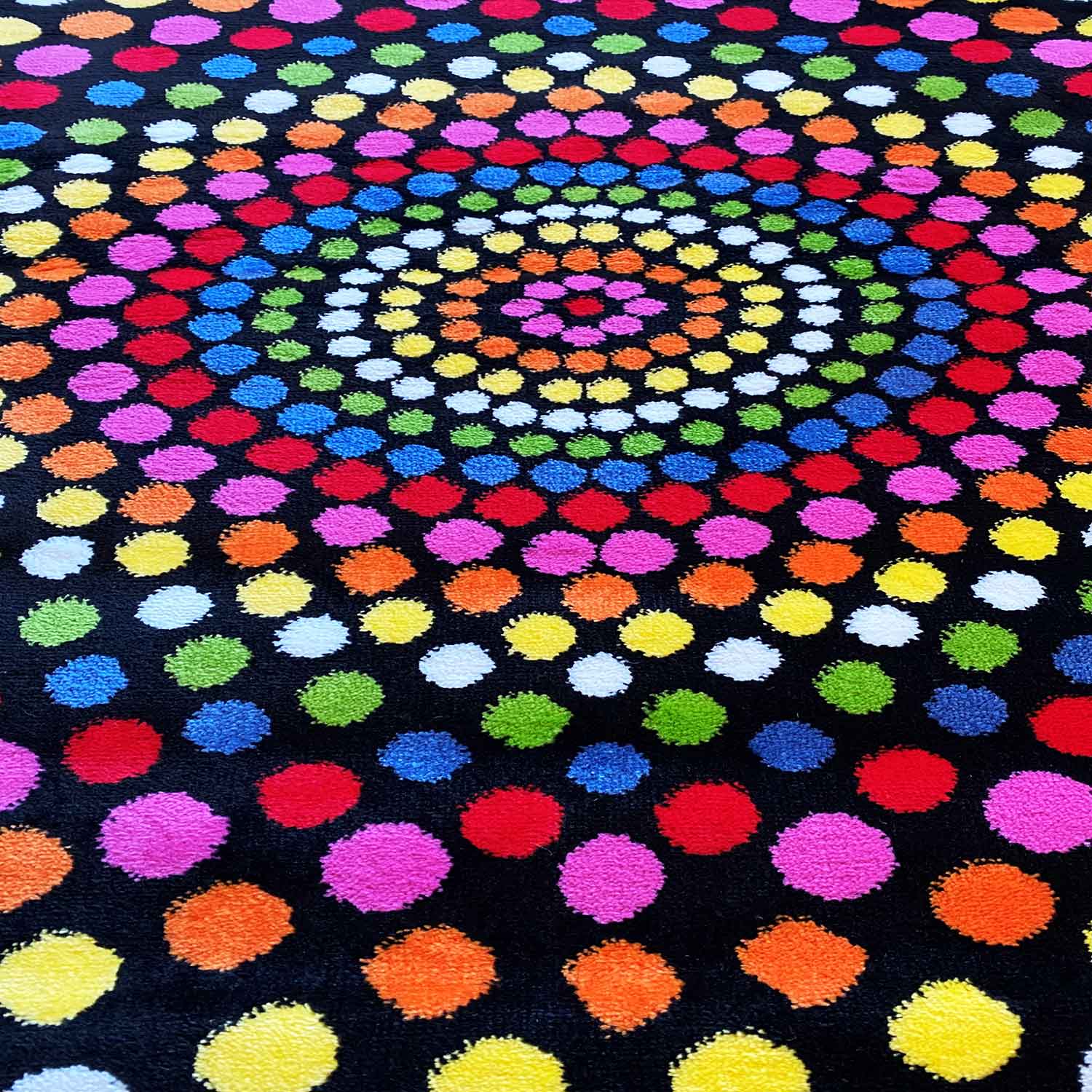 Short-pile rug, colorful, patchwork, waves, dots, modern design, for living room-zoom-14