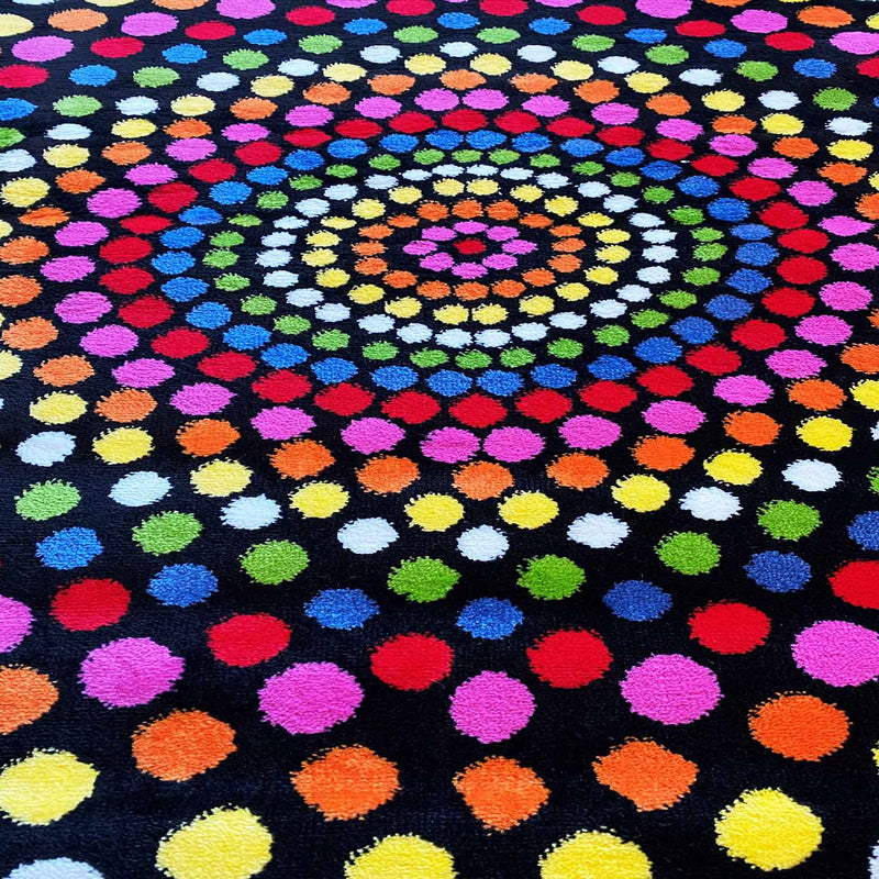 Short-pile rug, colorful, patchwork, waves, dots, modern design, for living room-zoom-