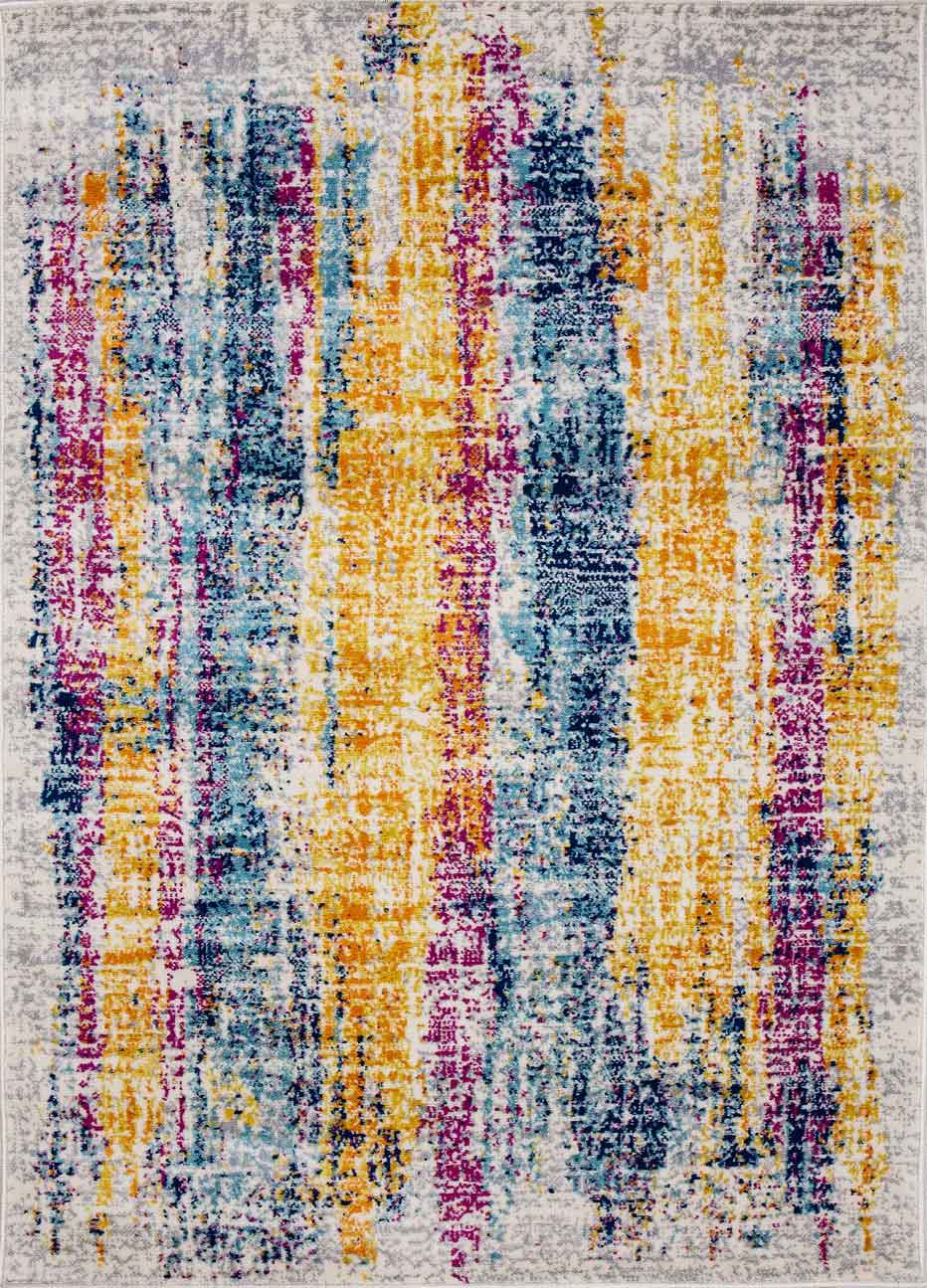 Teppich Kurzflor  Wohnzimmer Bunter Farbmix Used Look Motiv-zoom-4
