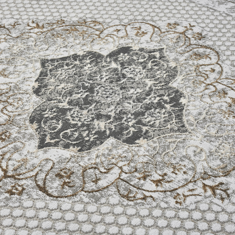 Classic Modern Rug with Ornamental Pattern, Oriental Runner, Suitable for Underfloor Heating-zoom-