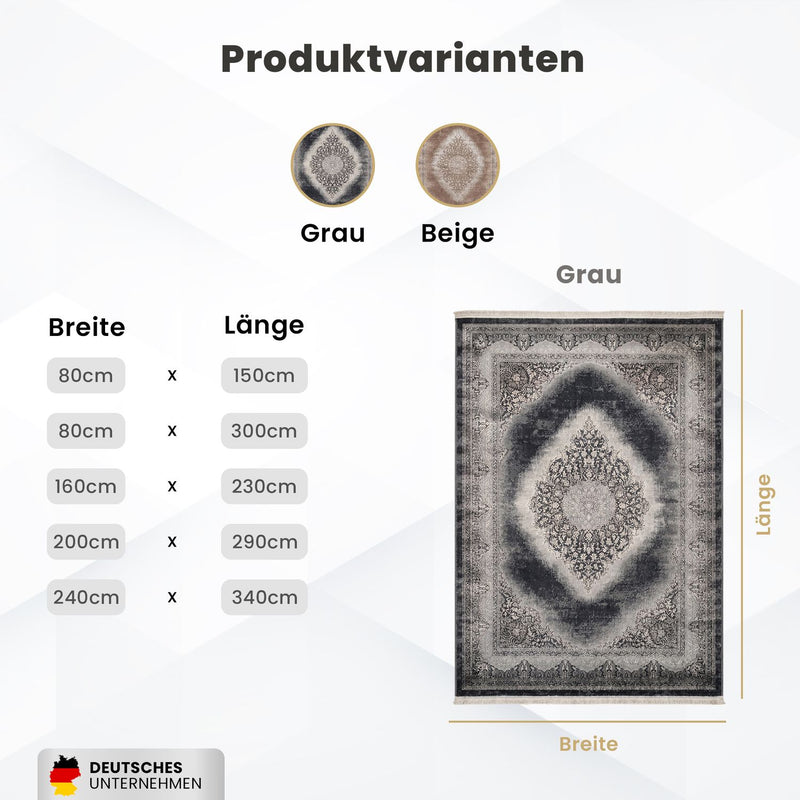 Teppich Kurzflor Moderner Teppich mit Ornament-Muster – Pflegeleicht & Robust – Für Fußbodenheizung geeignet-zoom-