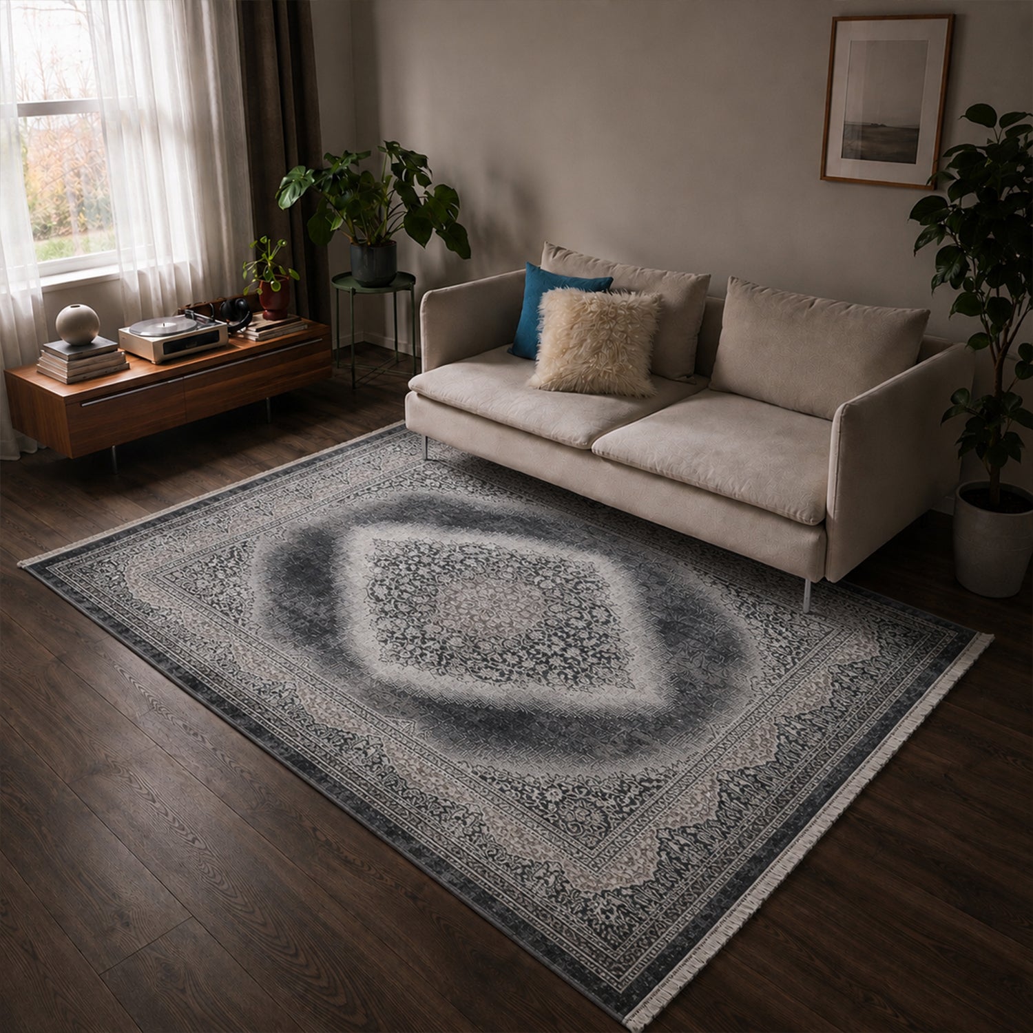 Teppich Kurzflor Moderner Teppich mit Ornament-Muster – Pflegeleicht & Robust – Für Fußbodenheizung geeignet-4