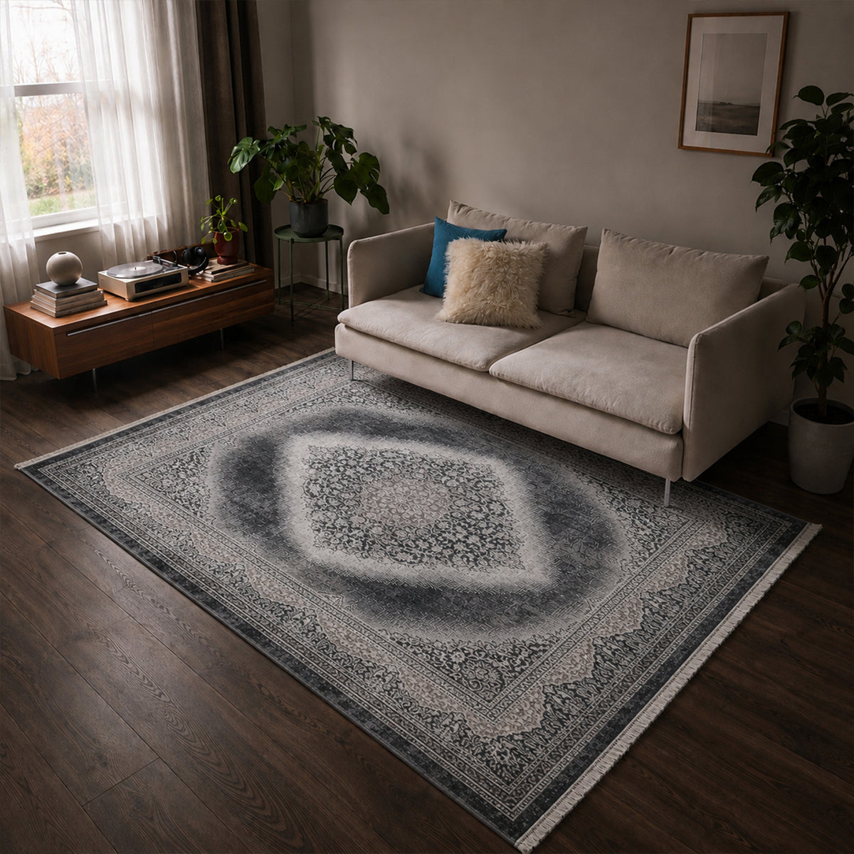 Teppich Kurzflor Moderner Teppich mit Ornament-Muster – Pflegeleicht & Robust – Für Fußbodenheizung geeignet-zoom-4