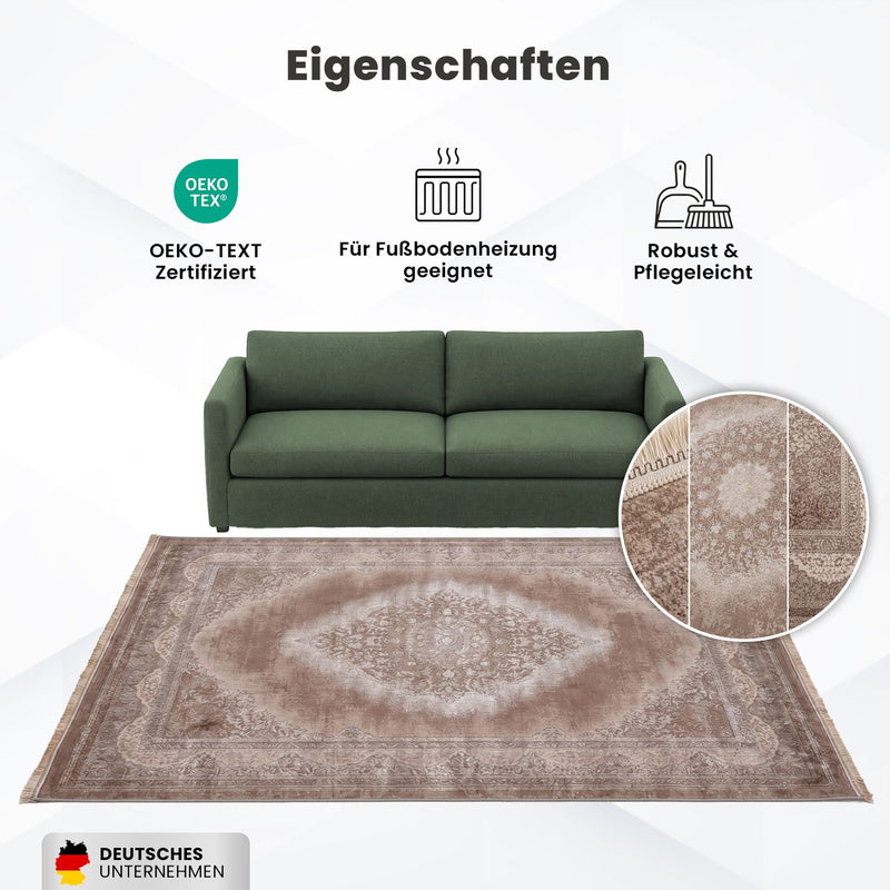 Teppich Kurzflor Moderner Teppich mit Ornament-Muster – Pflegeleicht & Robust – Für Fußbodenheizung geeignet-zoom-