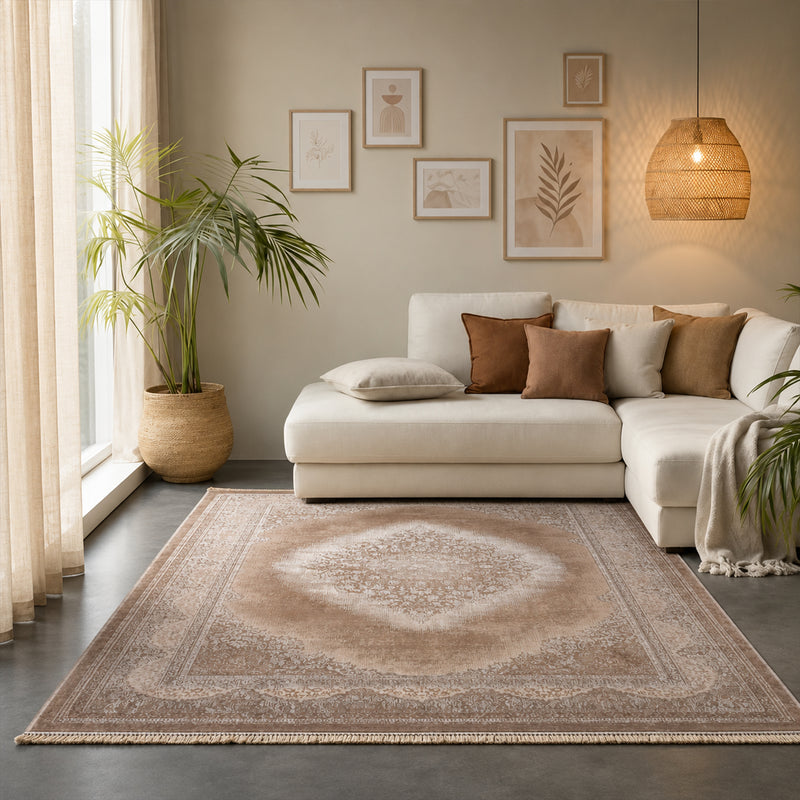 Teppich Kurzflor Moderner Teppich mit Ornament-Muster – Pflegeleicht & Robust – Für Fußbodenheizung geeignet-zoom-
