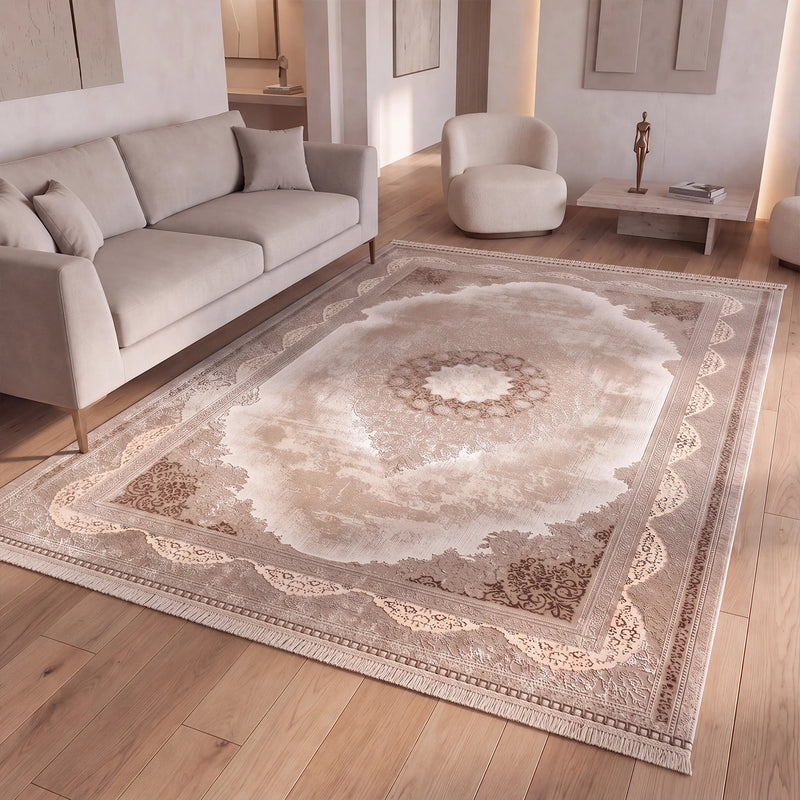 Teppich Kurzflor Moderner Teppich mit Ornament-Muster – Pflegeleicht & Robust – Für Fußbodenheizung geeignet-zoom-