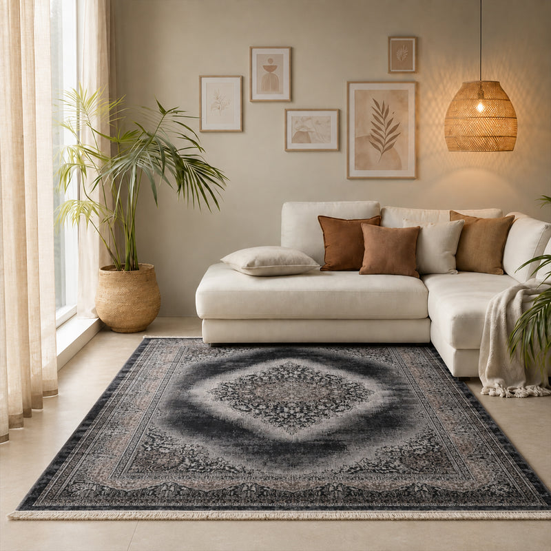 Teppich Kurzflor Moderner Teppich mit Ornament-Muster – Pflegeleicht & Robust – Für Fußbodenheizung geeignet-zoom-