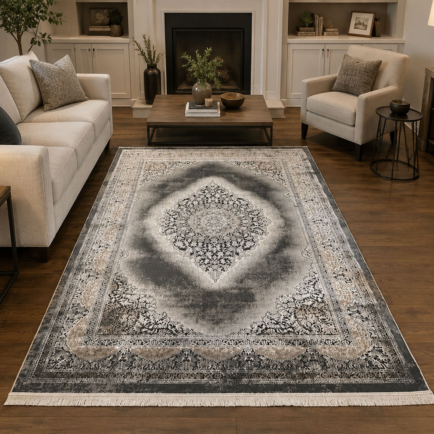 Teppich Kurzflor Moderner Teppich mit Ornament-Muster – Pflegeleicht & Robust – Für Fußbodenheizung geeignet-1
