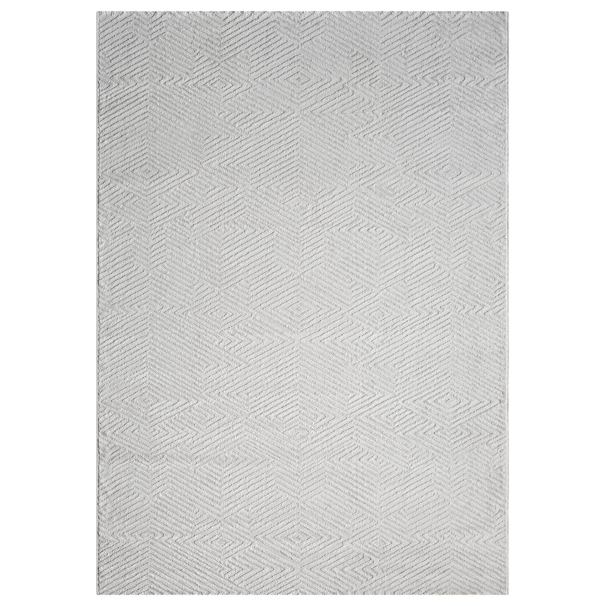 Short-pile rug for living room, diamond pattern with high and low relief/3D effect, for bedroom, Boho style