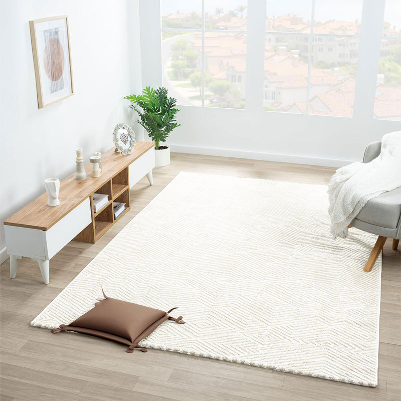 Teppich Kurzflor Wohnzimmer Rauten Hochtief-Muster/ 3D-Effekt Schlafzimmer Boho-zoom-