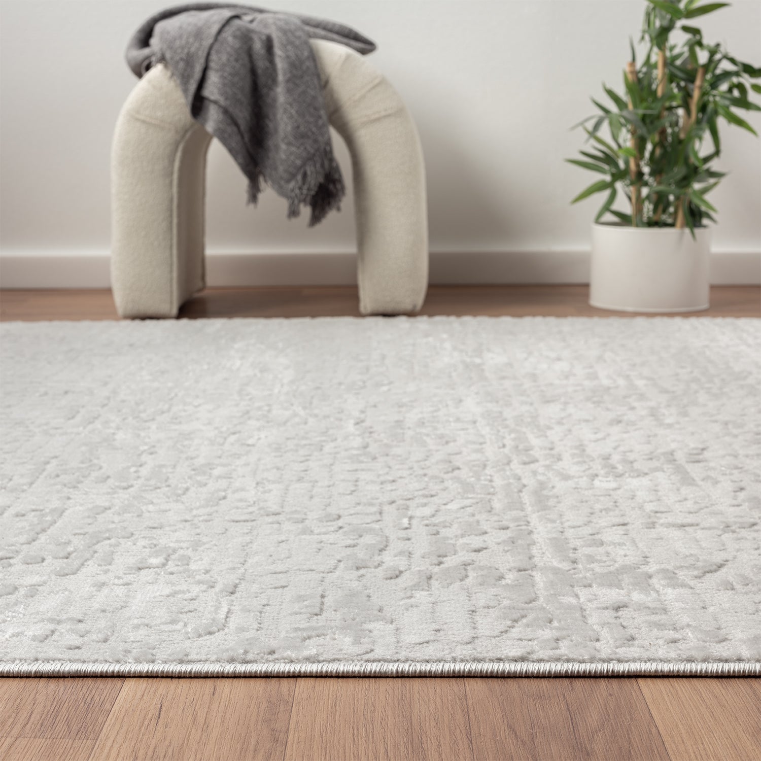 Living room rug, short pile, bedroom runner, high-low pattern/3D effect, Boho-zoom-3