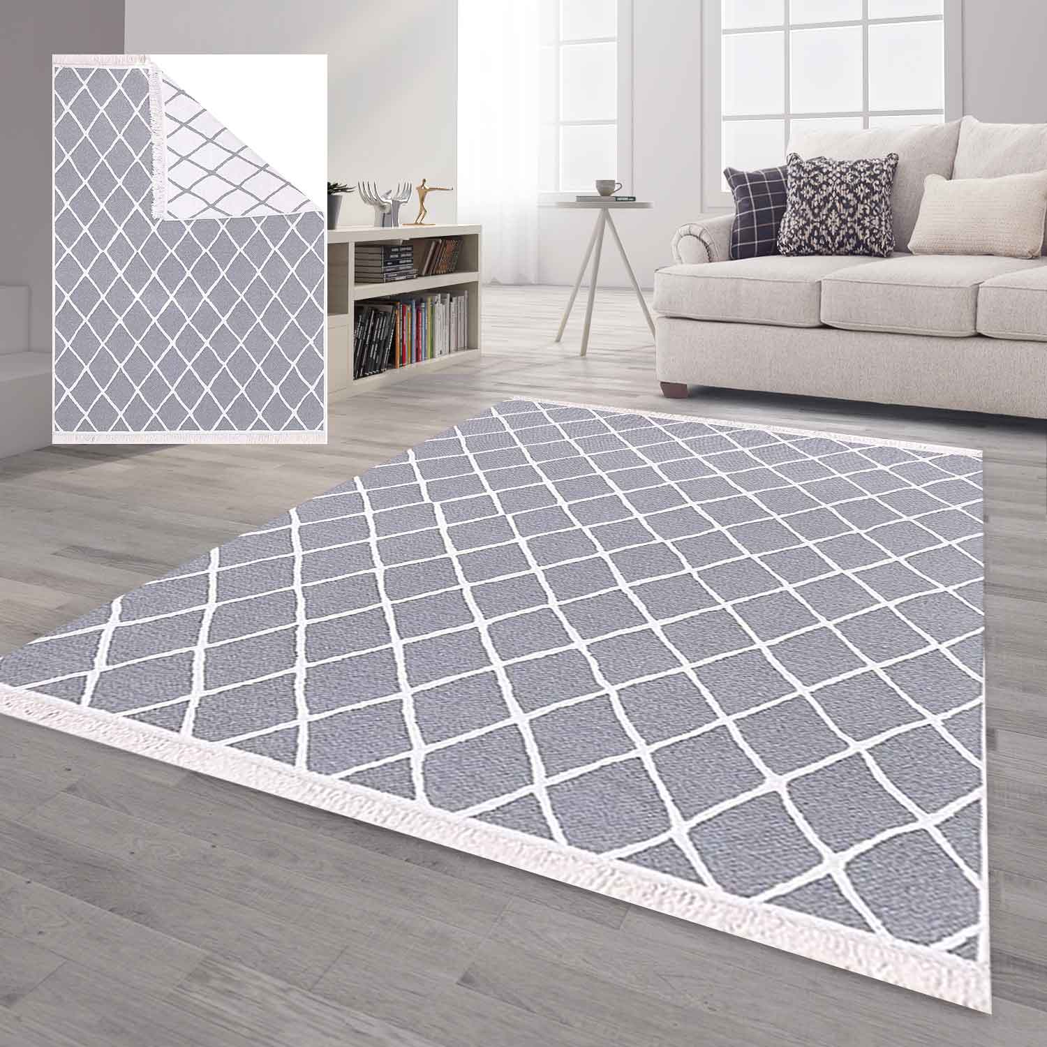 Teppich Läufer Wendbar für Schlafzimmer, Küche, Kinderzimmer, Wohnzimmer / Beidseitg-5