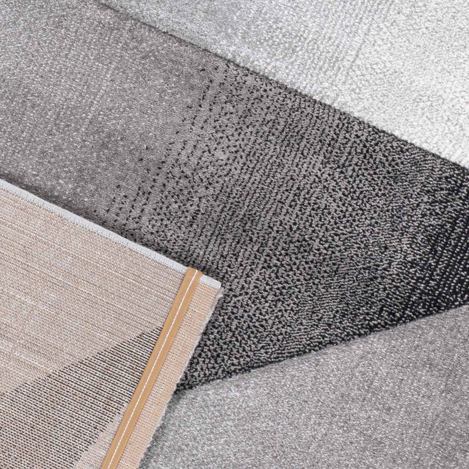 Designer Teppich Modern Geometrische Muster Kurzflorig Grau Schwarz Weiß Meliert-3