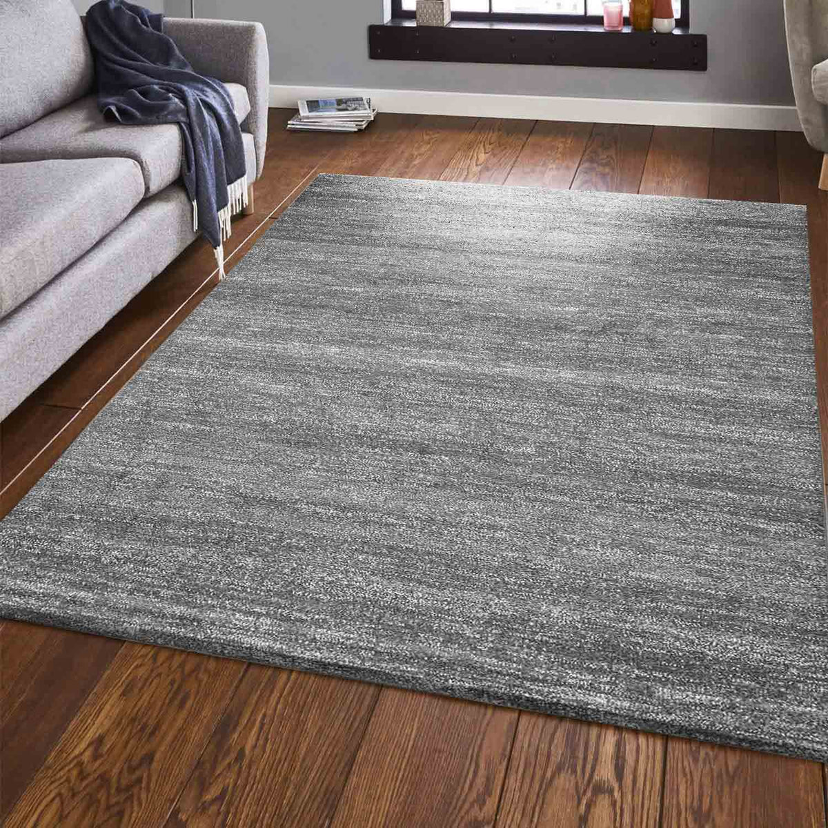 Teppich Modern Grau Meliert fürs Wohnzimmer, Kinderzimmer, Schlafzimme