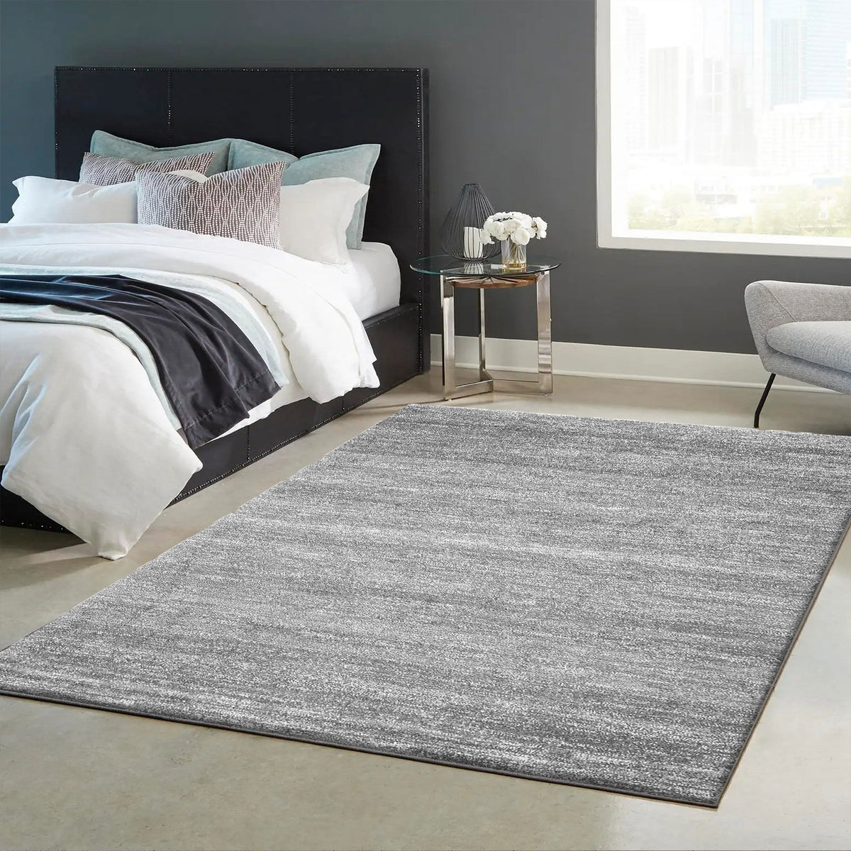 Teppich Modern Grau Meliert fürs Wohnzimmer, Kinderzimmer, Schlafzimme