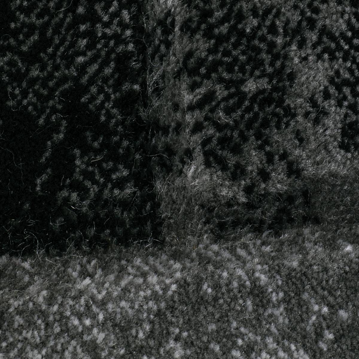 Designer living room rug, grey checkered with color gradient and contour cut-2