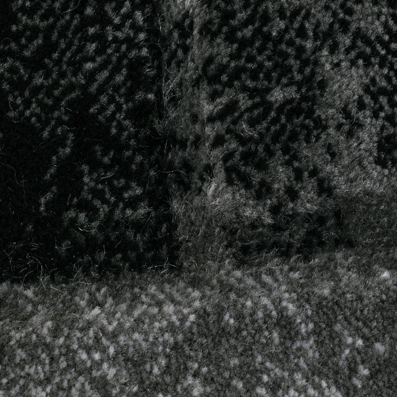 Designer living room rug, grey checkered with color gradient and contour cut-zoom-