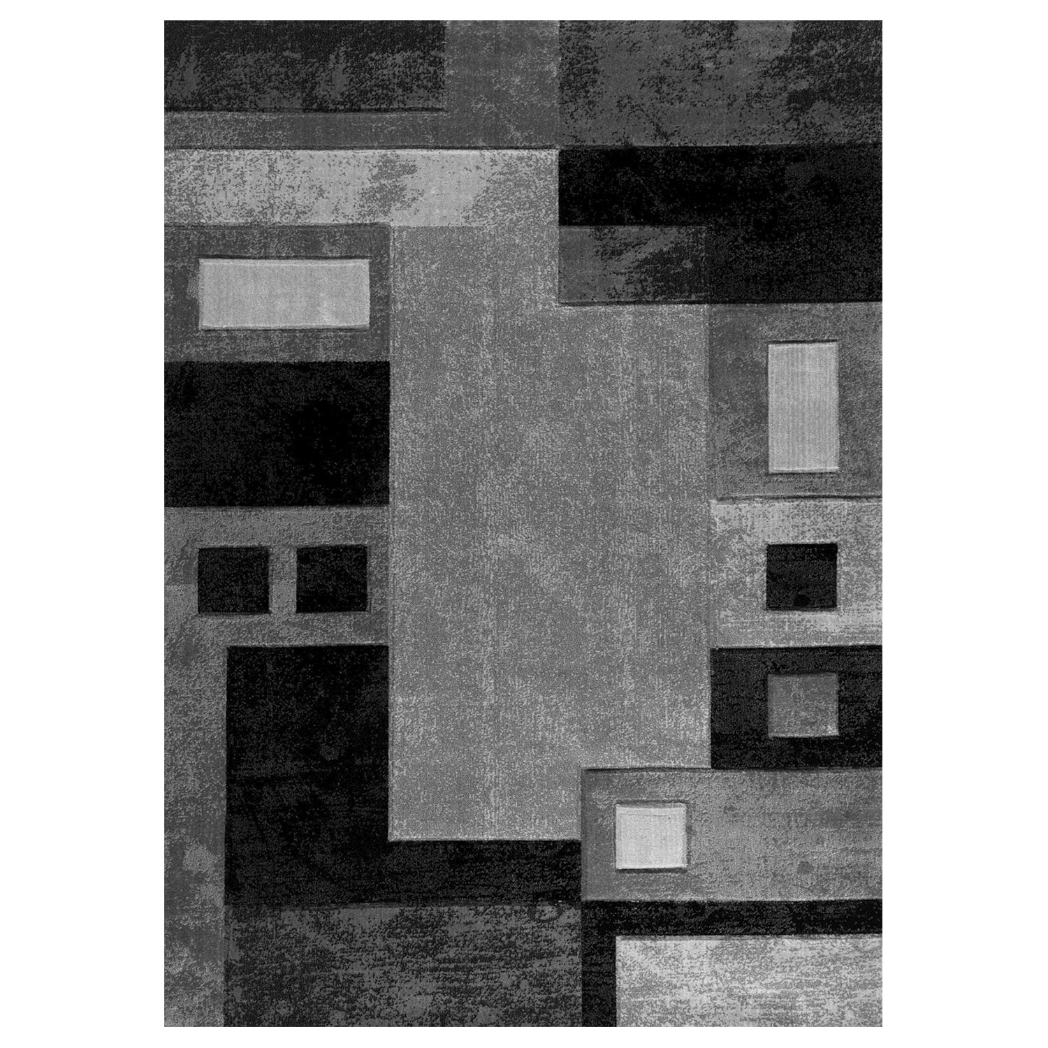 Designer living room rug, grey checkered with color gradient and contour cut-6