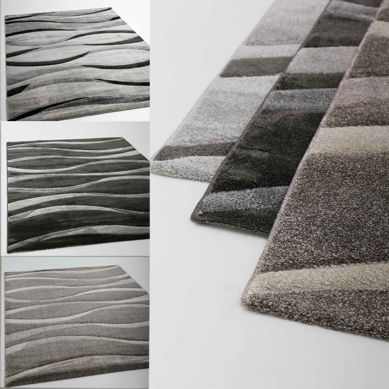Designer rug, checkered, modern, trendy, hand-cut contours in various color variations-1