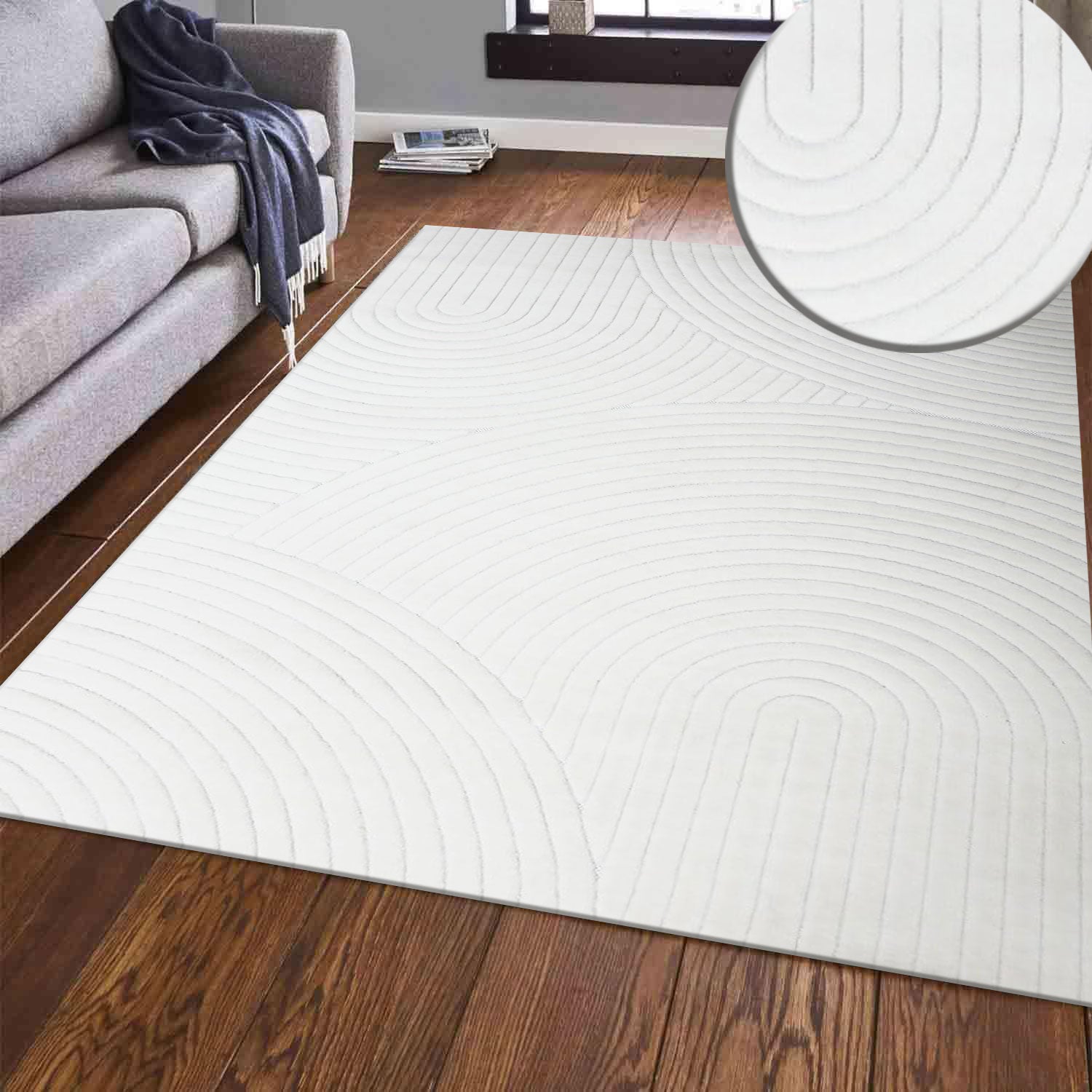 Teppich Modern Wohnzimmer Kurzflor Läufer 3D Hoch&Tief Effekt Weich Pflegeleicht Muster