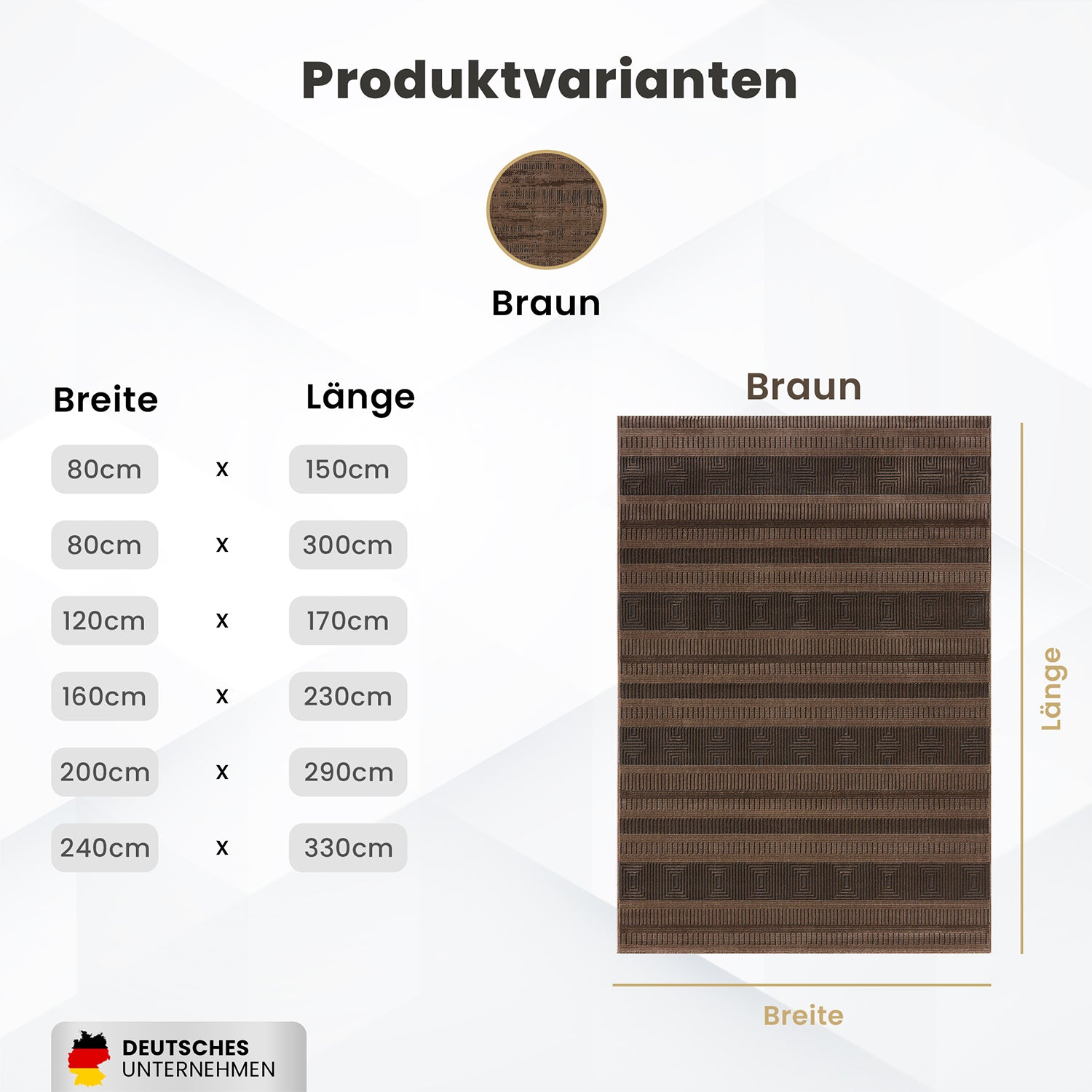 Teppich Modern Wohnzimmer Schlafzimmer Boho 3D Effekt Hoch&Tief Pflegeleicht in Braun-3