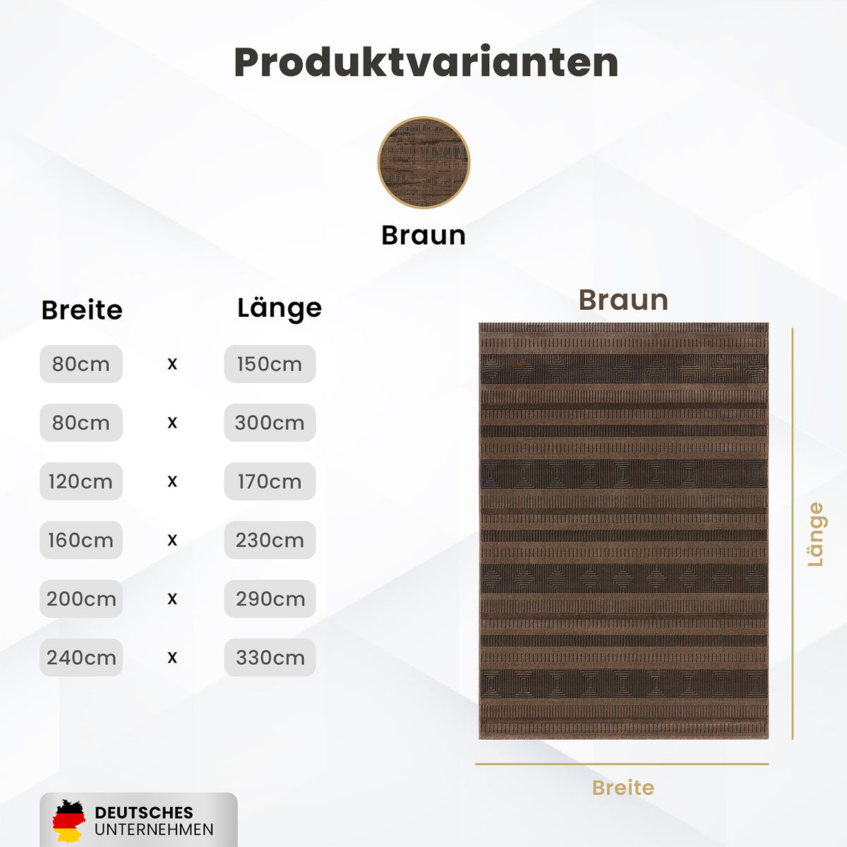 Teppich Modern Wohnzimmer Schlafzimmer Boho 3D Effekt Hoch&Tief Pflegeleicht in Braun-zoom-3