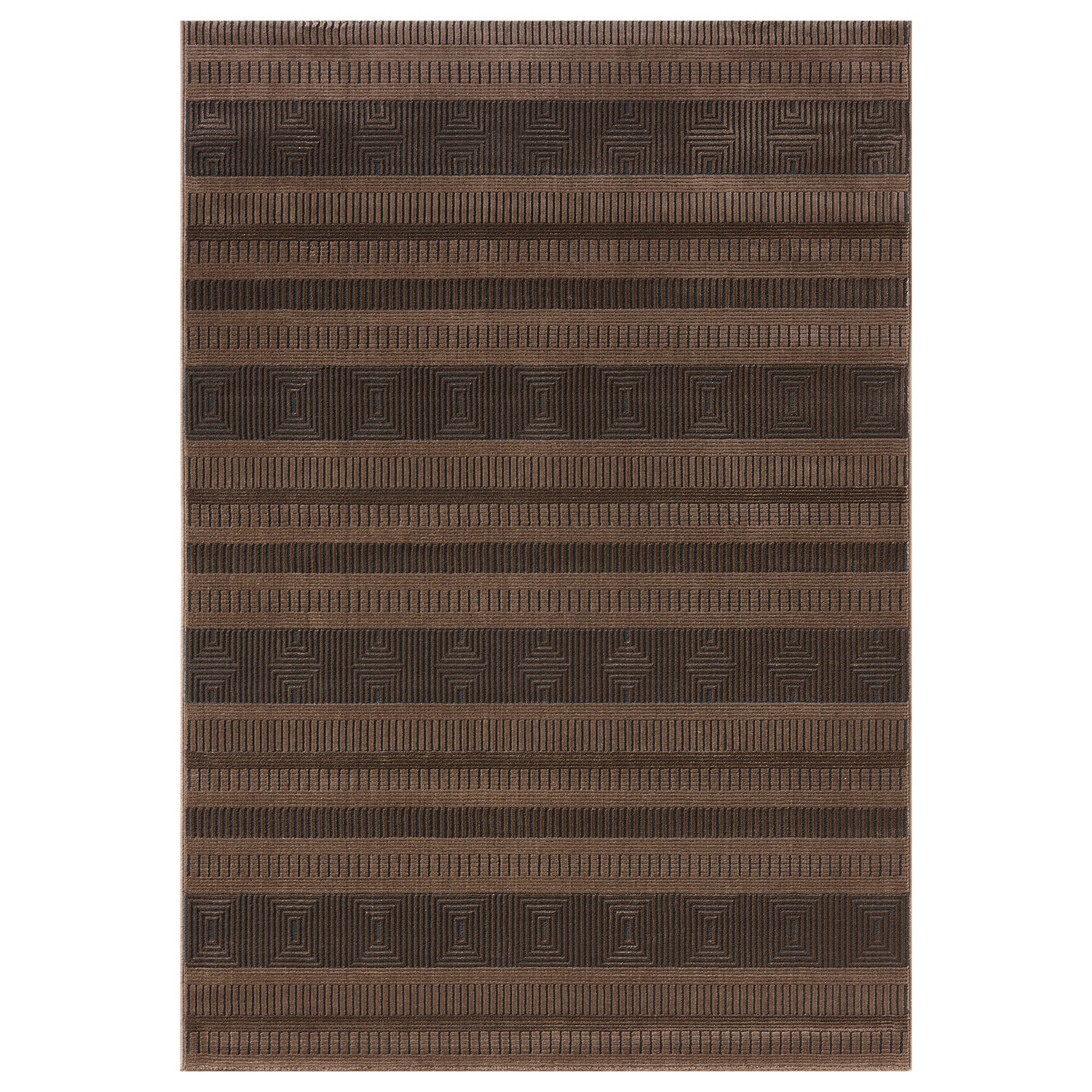 Teppich Modern Wohnzimmer Schlafzimmer Boho 3D Effekt Hoch&Tief Pflegeleicht in Braun-2