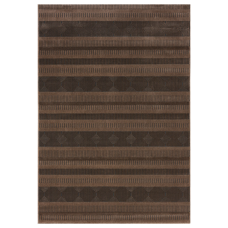 Teppich Modern Wohnzimmer Schlafzimmer Boho 3D Effekt Hoch&Tief Pflegeleicht in Braun-zoom-