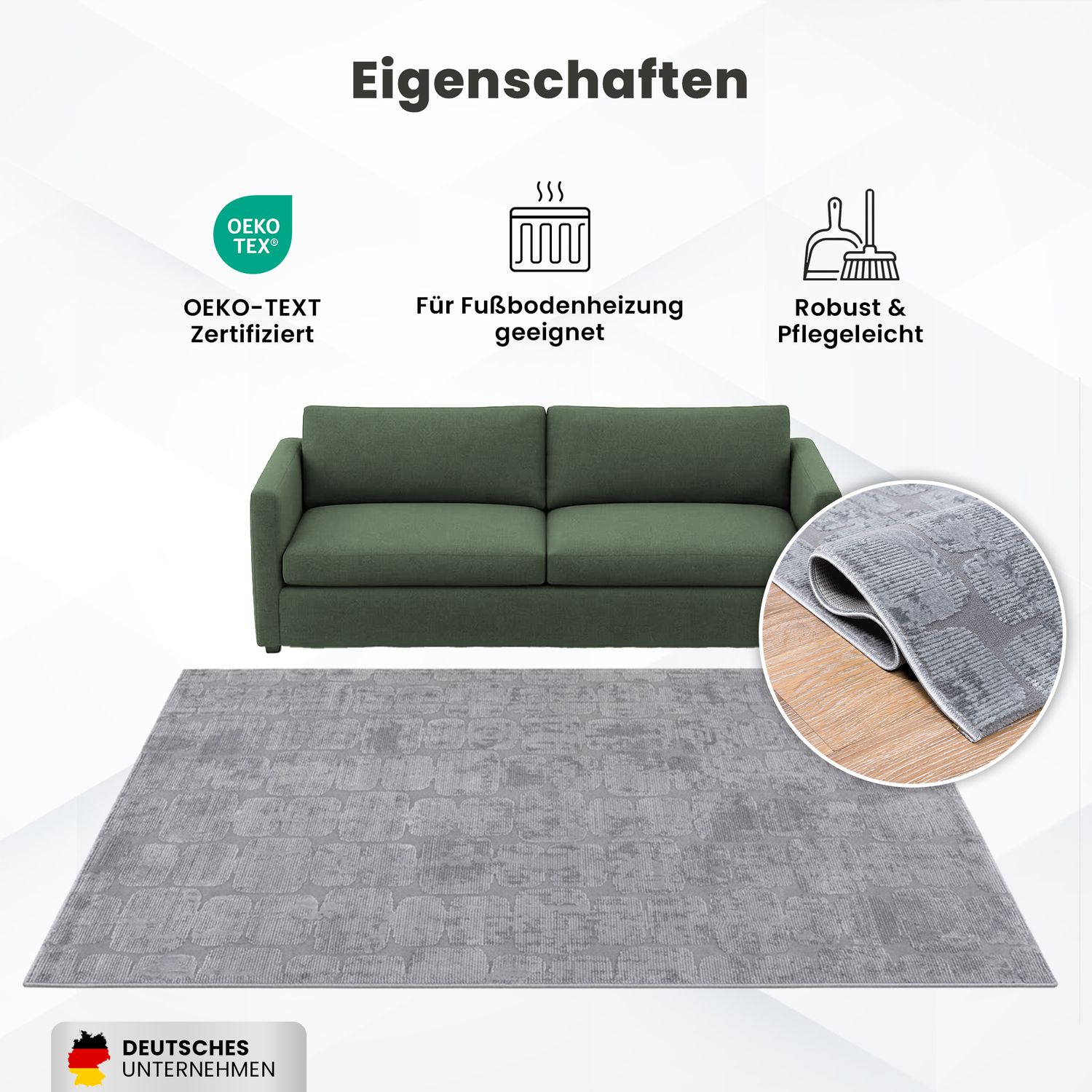Teppich Modern Wohnzimmer Schlafzimmer Rechteck 3D Effekt Hoch&Tief Pflegeleicht-23