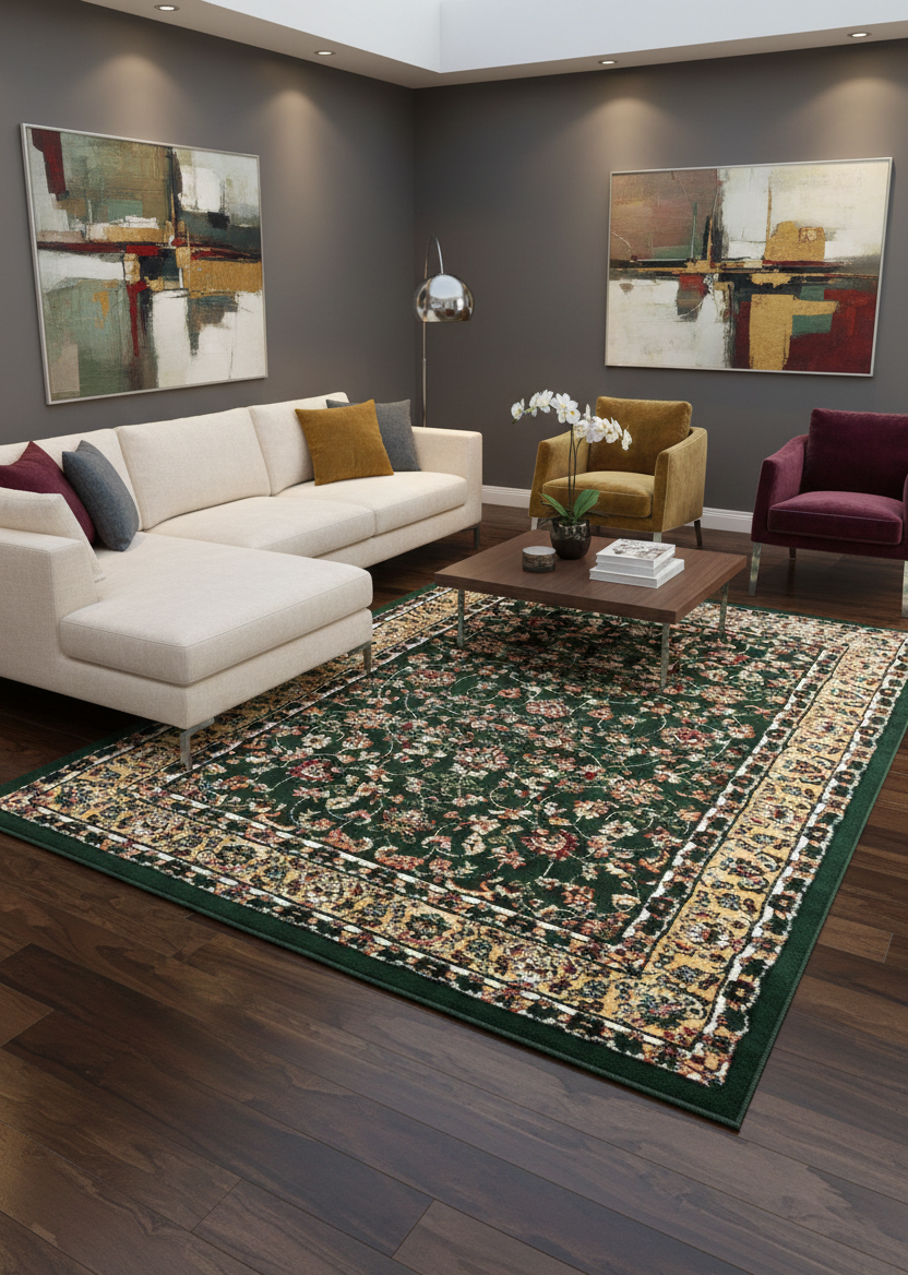 Teppich Orientalisch kurzflor Klassisch Wohnzimmer, Esszimer, Flur- Gr